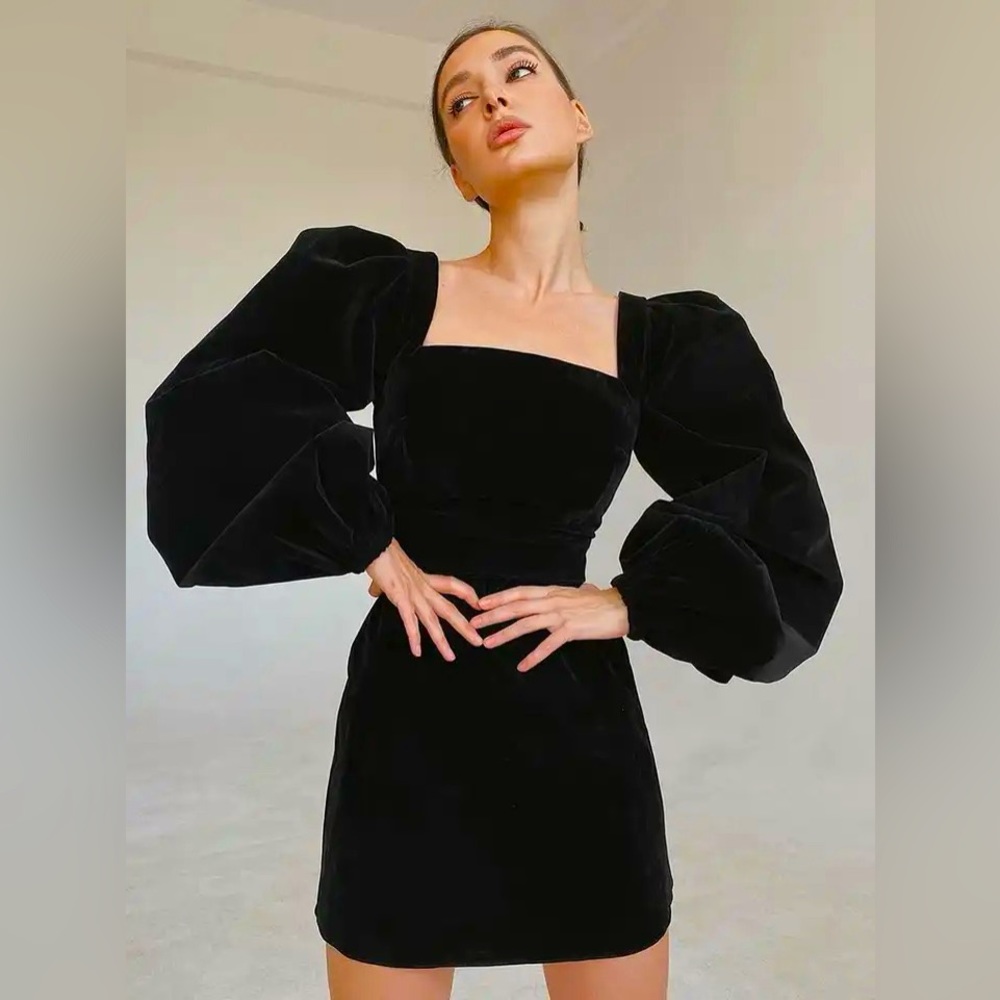 Women's Velvet Dress Winter Black Sexy Bodycon Dress Formal Dresses Elegant